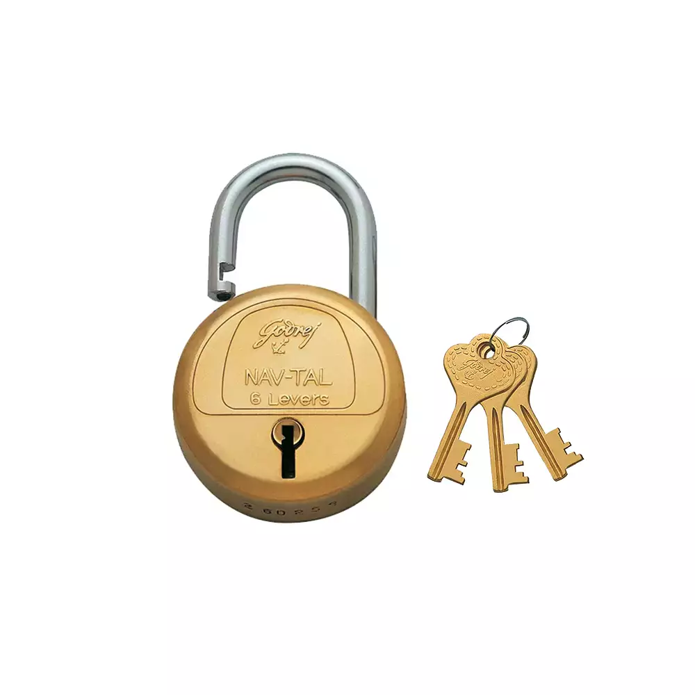 Godrej Nav-Tal 6 Lever Padlock with 3 Keys - Blister Set- [3061]