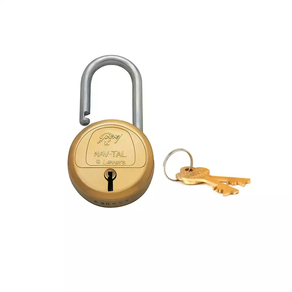 Godrej Nav-Tal 6 Lever - Long Shackle Padlock with 2 Keys Set- [3280]