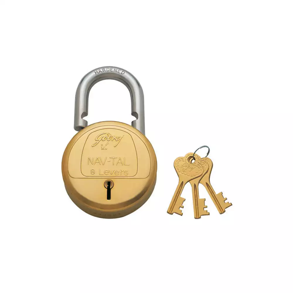 Godrej Nav-Tal 8 Lever Deluxe Hardened Padlock with 3 Keys Set- [3282]