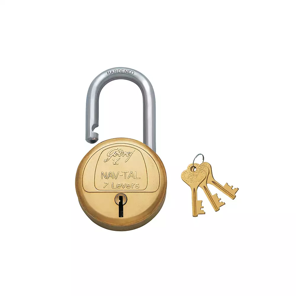 Godrej Nav-Tal 7 Lever Shut Height 30 mm Padlock with 3 Keys Set- [3596]