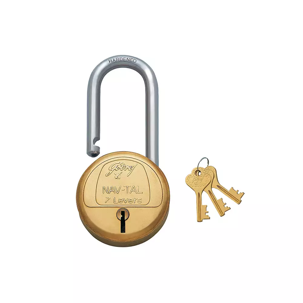 Godrej Nav-Tal 7 Lever Shut Height 50 mm Padlock with 3 Keys Set- [3597]