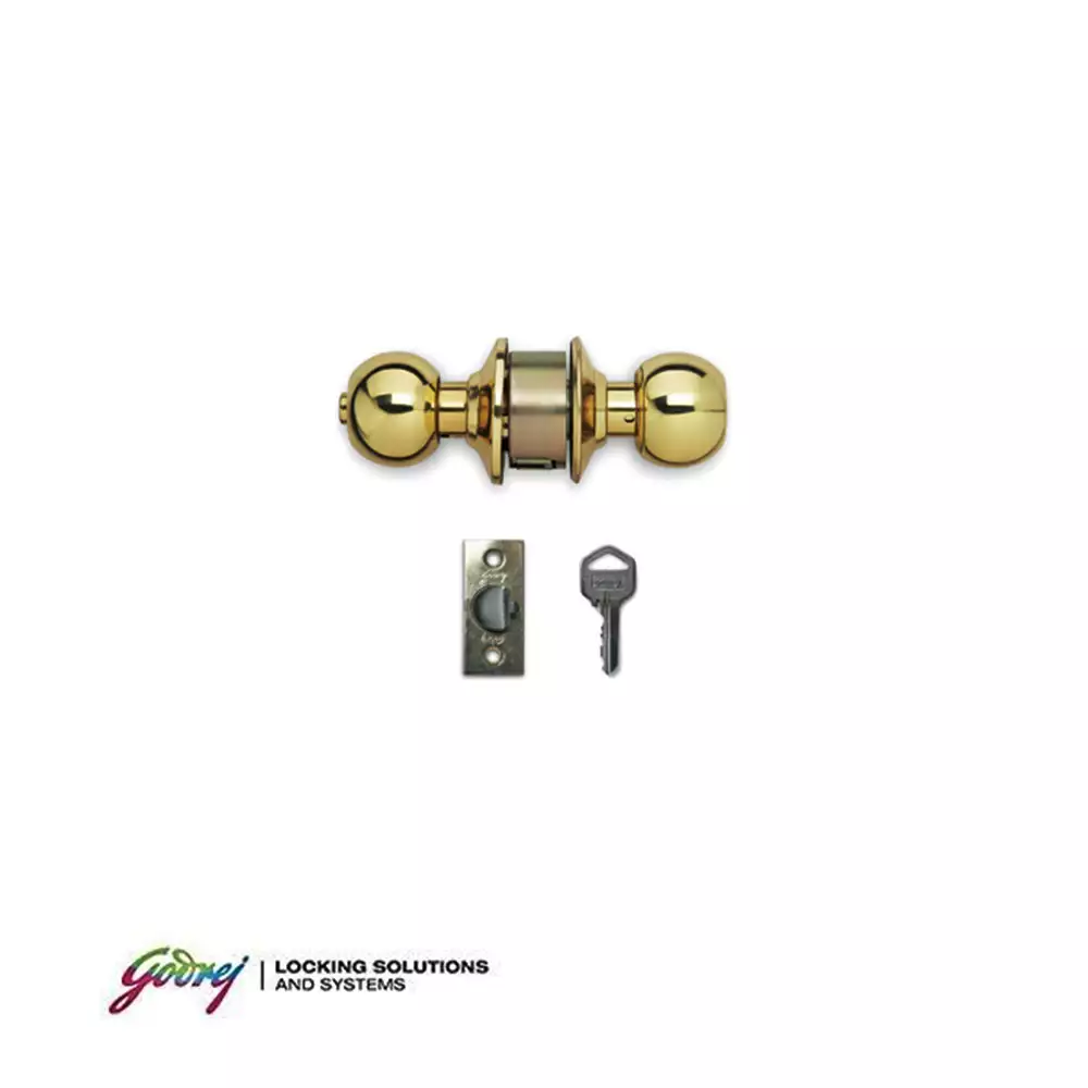 Godrej Polished Brass Keyed Cylindrical Lock Set for Entrance Doors