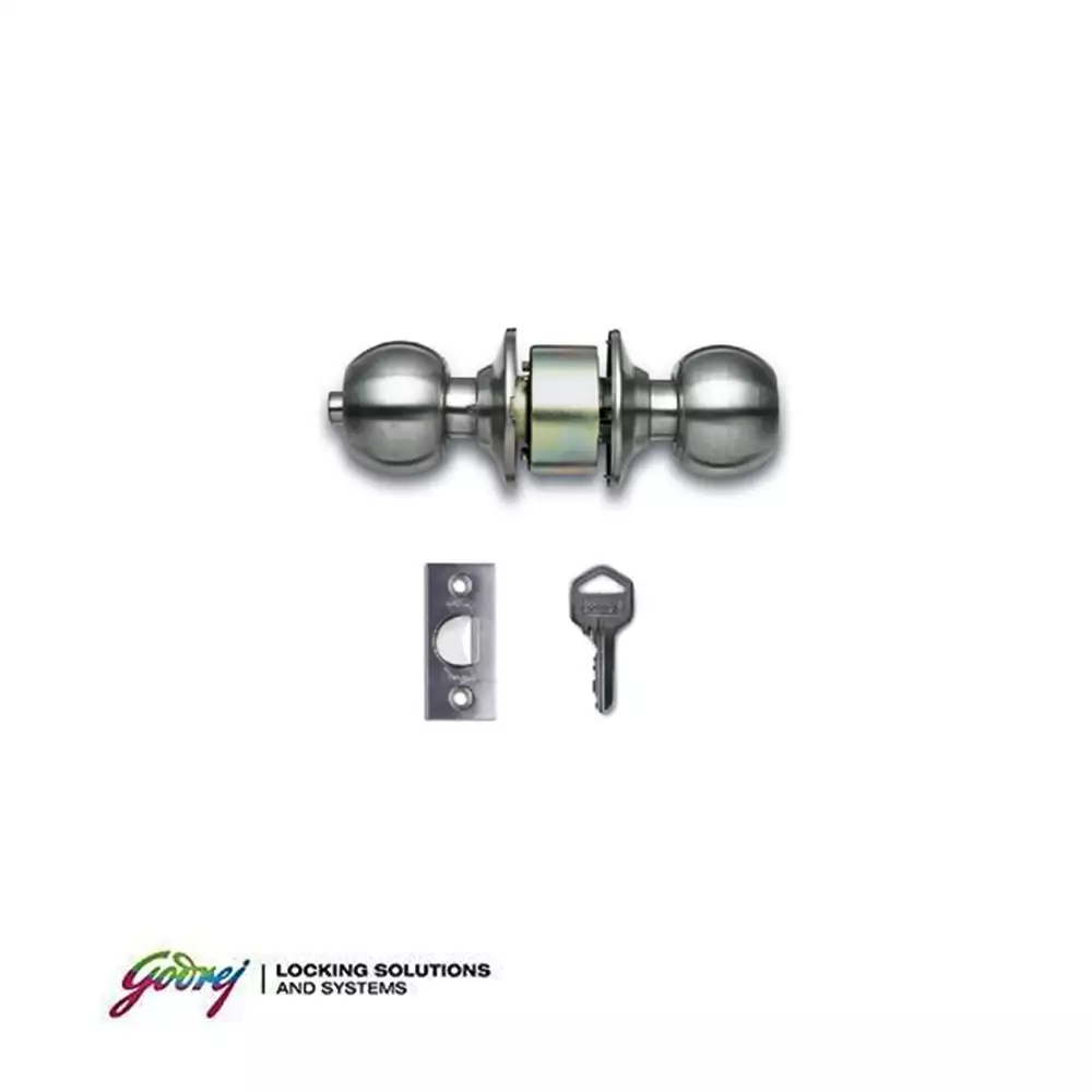 Godrej Stainless Steel Keyed Cylindrical Lock Set for Entrance Doors