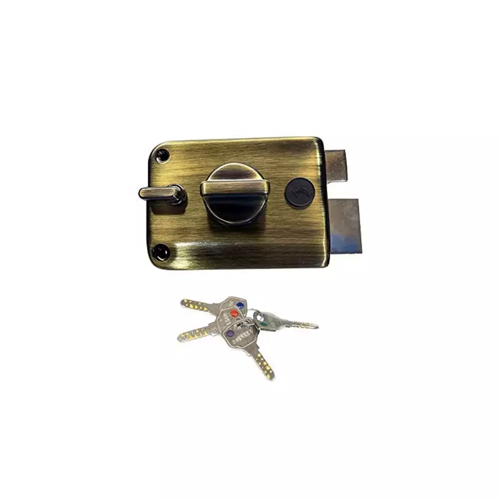 Godrej Rim Lock - Ultra XL + Twinbolt 1CK Deadbolt Antique Brass