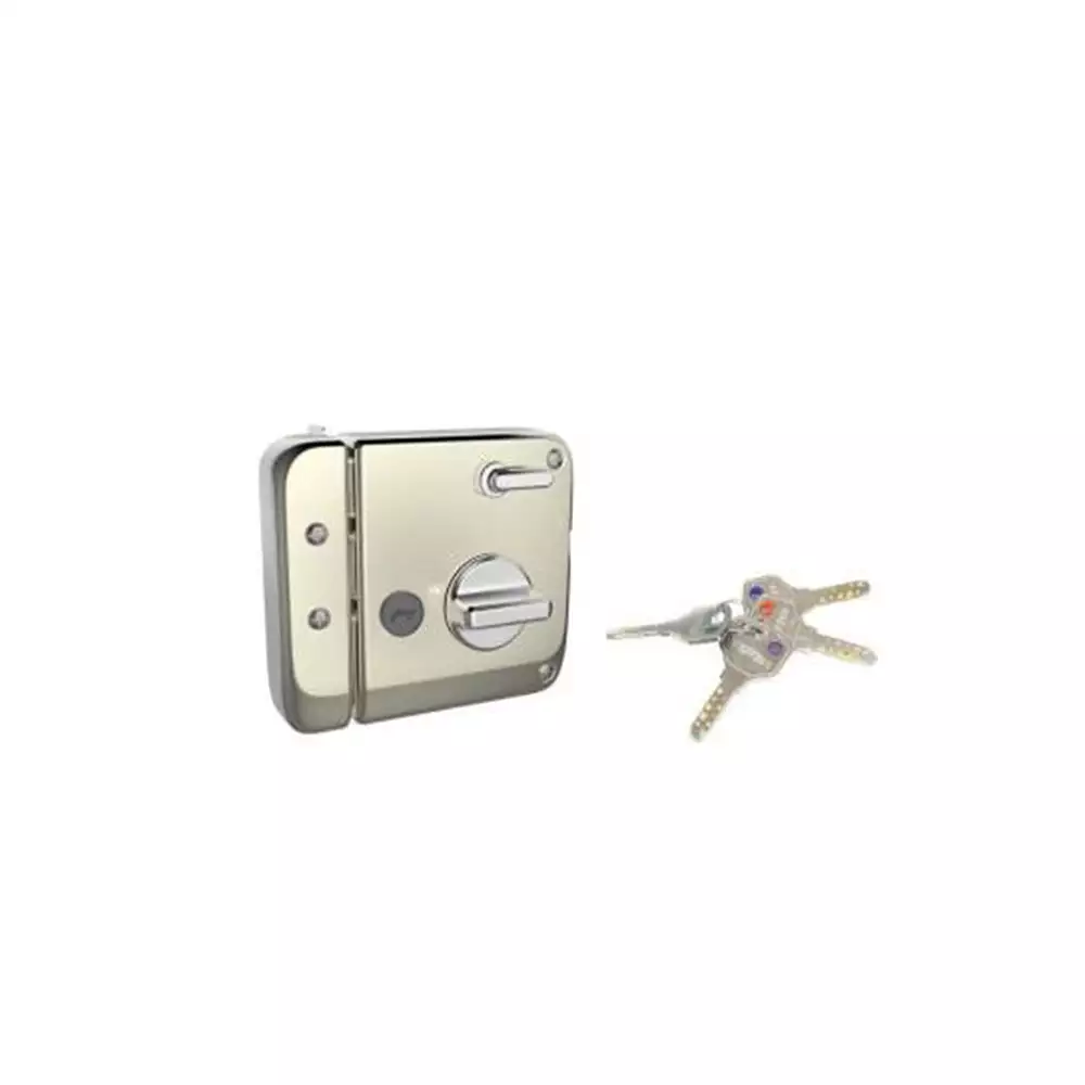 Godrej Rim Lock - Ultra XL + Tribolt 1CK Deadbolt Satin Steel