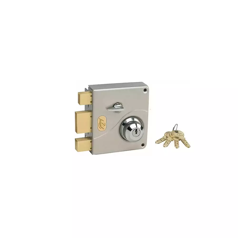 Godrej Rim Lock - Ultra XL + Tribolt 2C Deadbolt Satin Steel