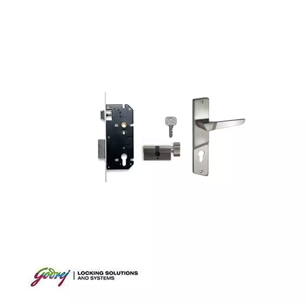 Godrej 6237 NEH 12 9.5 Inch CY Handle on Plate One Side Key & One Side Knob Door Handleset With Lock Body