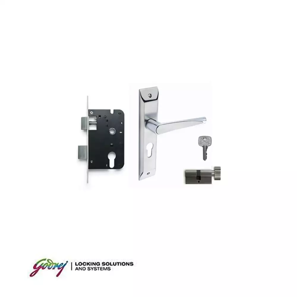 Godrej 6688 NEH 9 9.5 Inch CY Handle on Plate One Side Key & One Side Knob Door Handleset With Lock Body