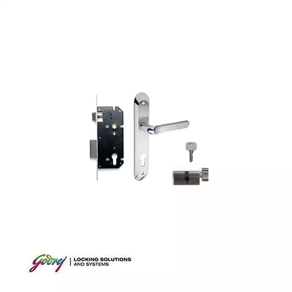 Godrej 6696 NEH 10 8 Inch CY Handle on Plate One Side Key & One Side Knob Door Handleset With Lock Body