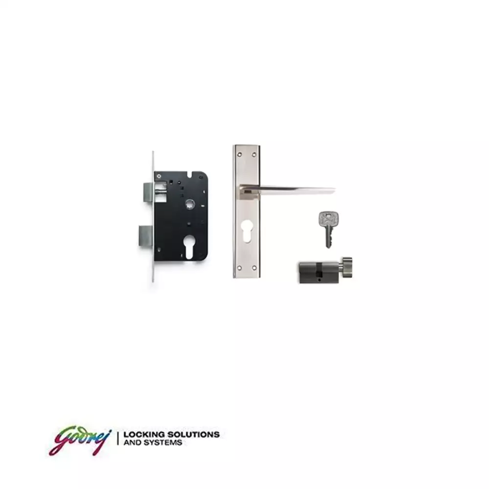 Godrej 6761 NEH 8 9.5 Inch CY Handle on Plate Both Side Key Door Handleset With Lock Body