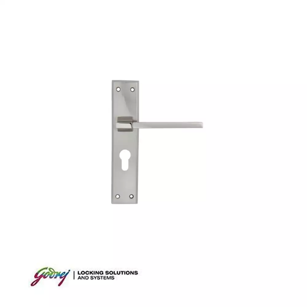 Godrej 7111 NEH 5 8 Inch CY Handle on Plate One Side Key & One Side Knob Door Handleset With Lock Body- Satin Steel Finish