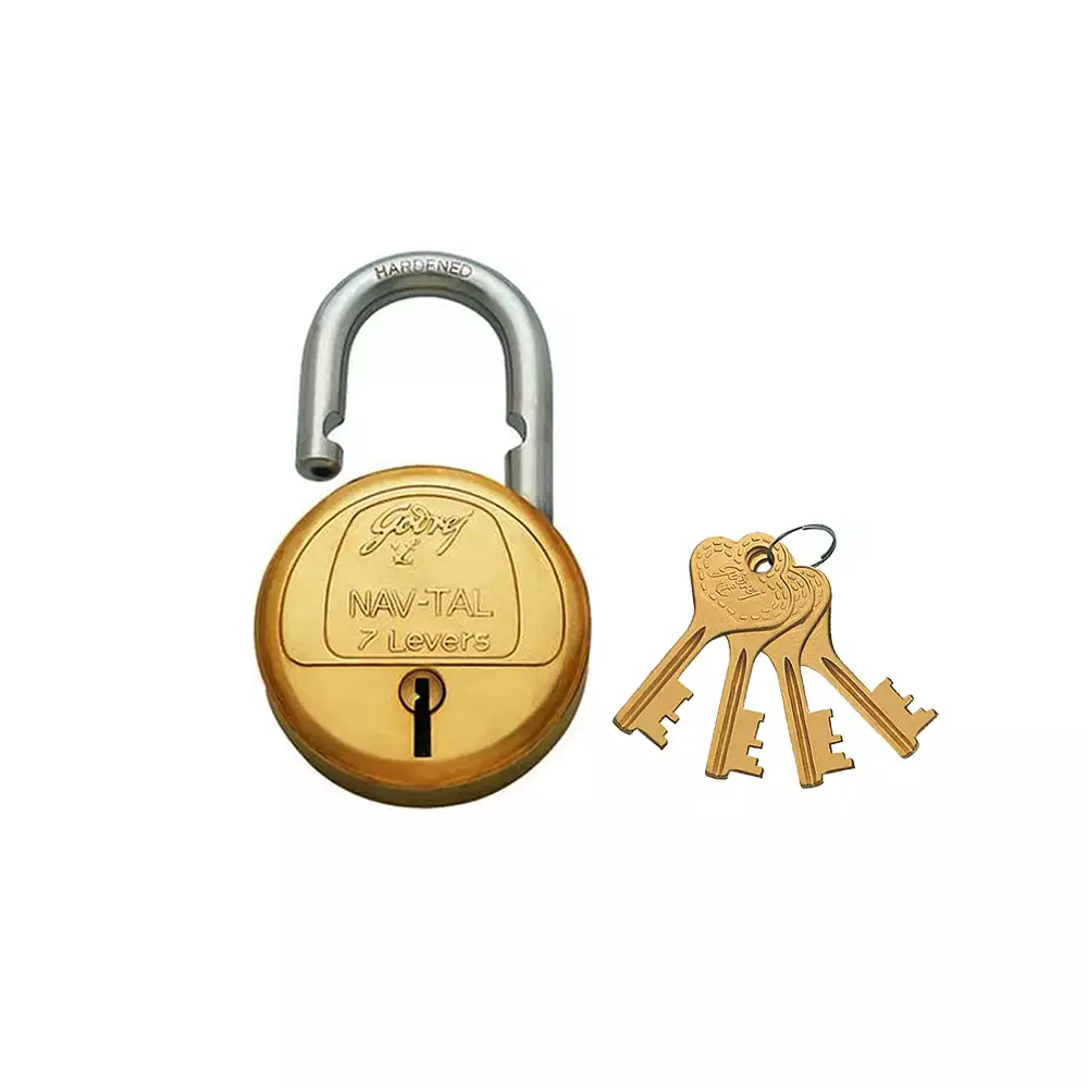 Godrej Nav-Tal 7 Lever Hardened Padlock with 4 Keys Set- [7169]