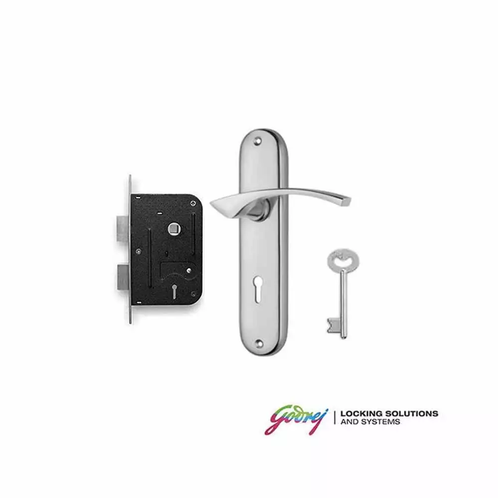 Godrej 7299 Crystal KY Handle on Plate Door Handleset With Satin Finish