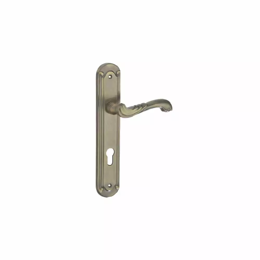 Godrej 7524 SEC 1 9.5 Inch CY Handle on Plate Door Handleset With Both Side Key - Antique Brass Finish