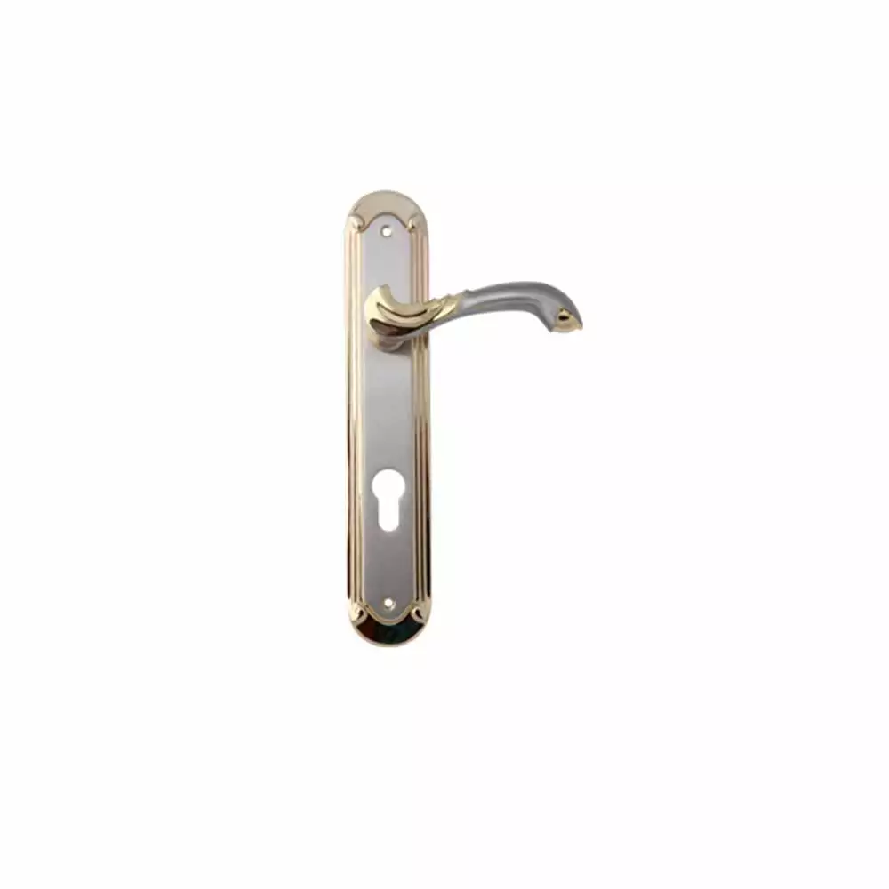 Godrej 7525 SEC 1 9.5 Inch CY Handle on Plate Door Handleset With Both Side Key - Satin & Gold Finish