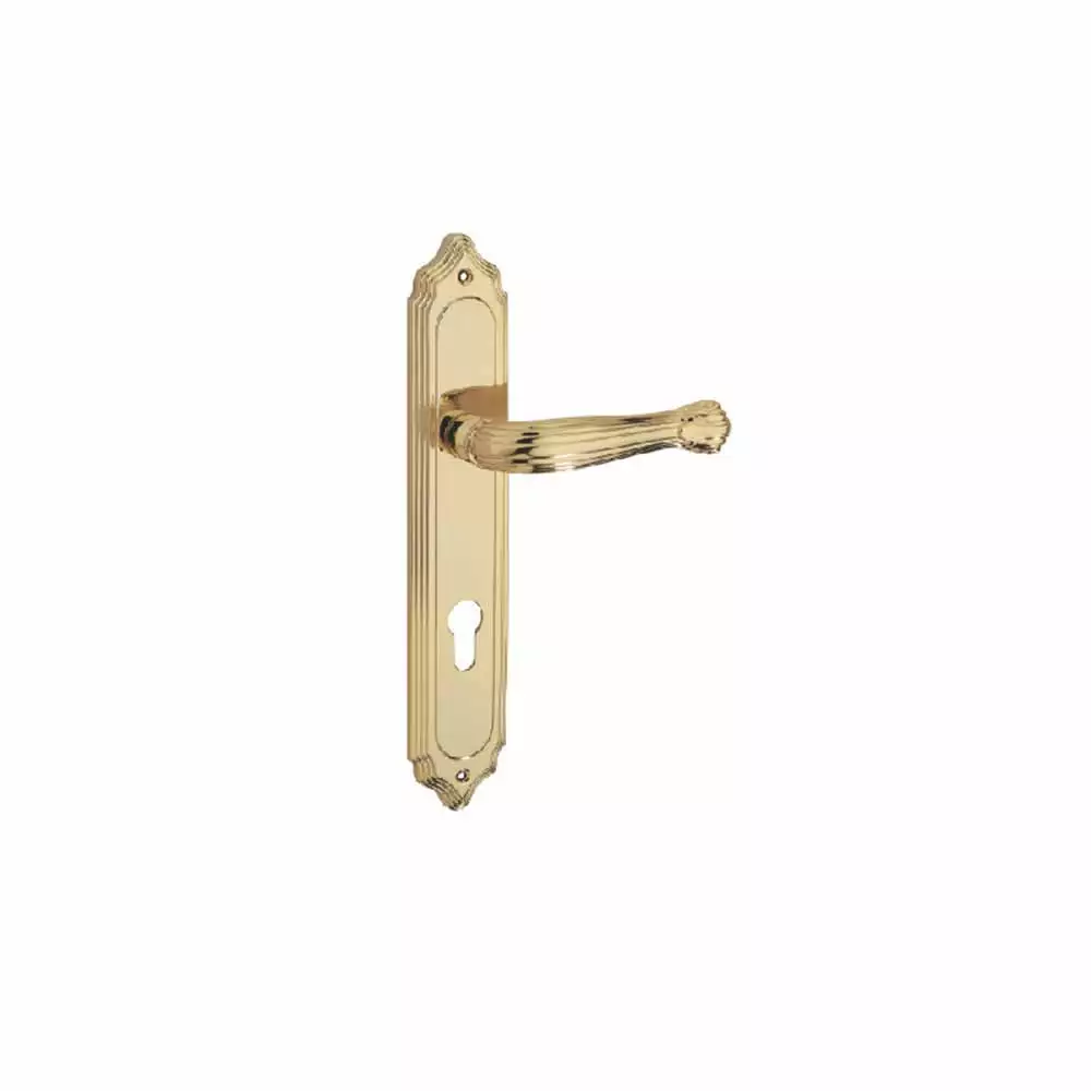 Godrej 7527 SEC 2 9.5 Inch CY Handle on Plate Door Handleset With Both Side Key - Gold Finish