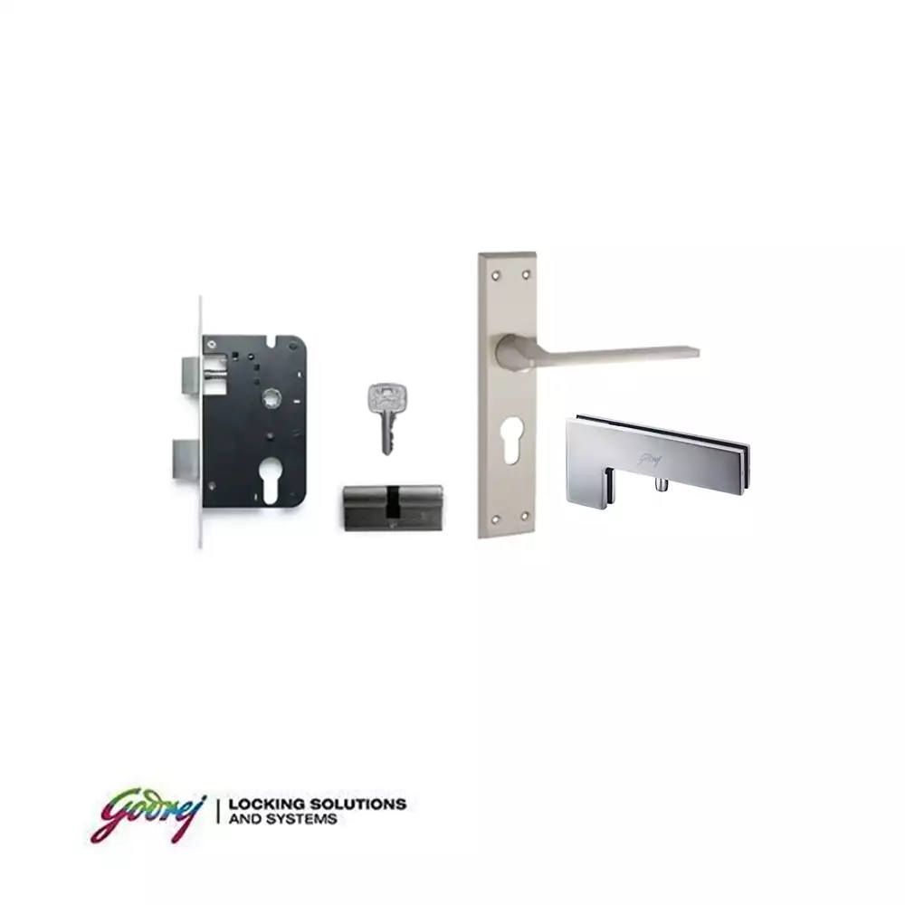 Godrej 7560 NEH 4 8 Inch CY Handle on Plate Both Side Key Door Handleset With Lock Body