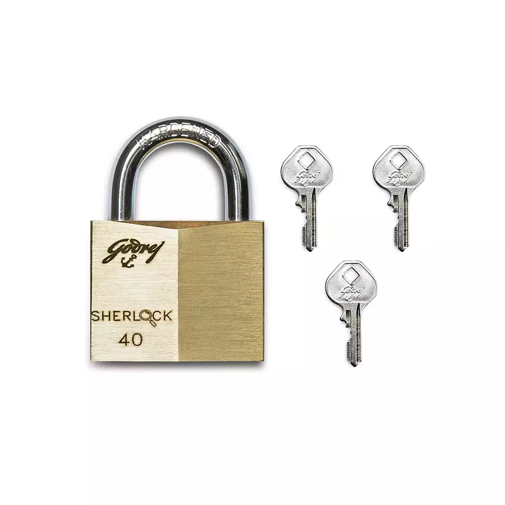 Godrej Sherlock 40 mm Pin Cylinder Solid Brass Padlock with 3 Keys Set- [7672]