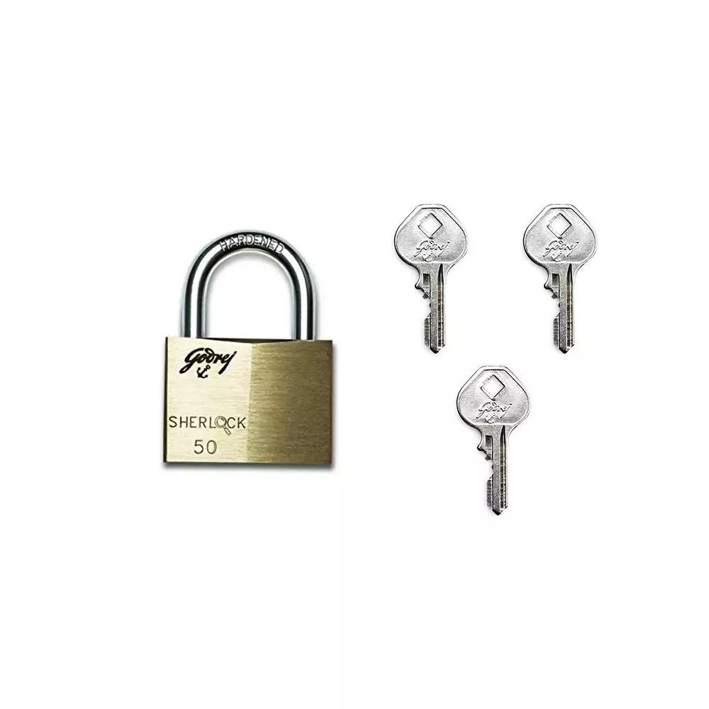 Godrej Sherlock 50 mm Pin Cylinder Solid Brass Padlock with 3 Keys Set- [7673]