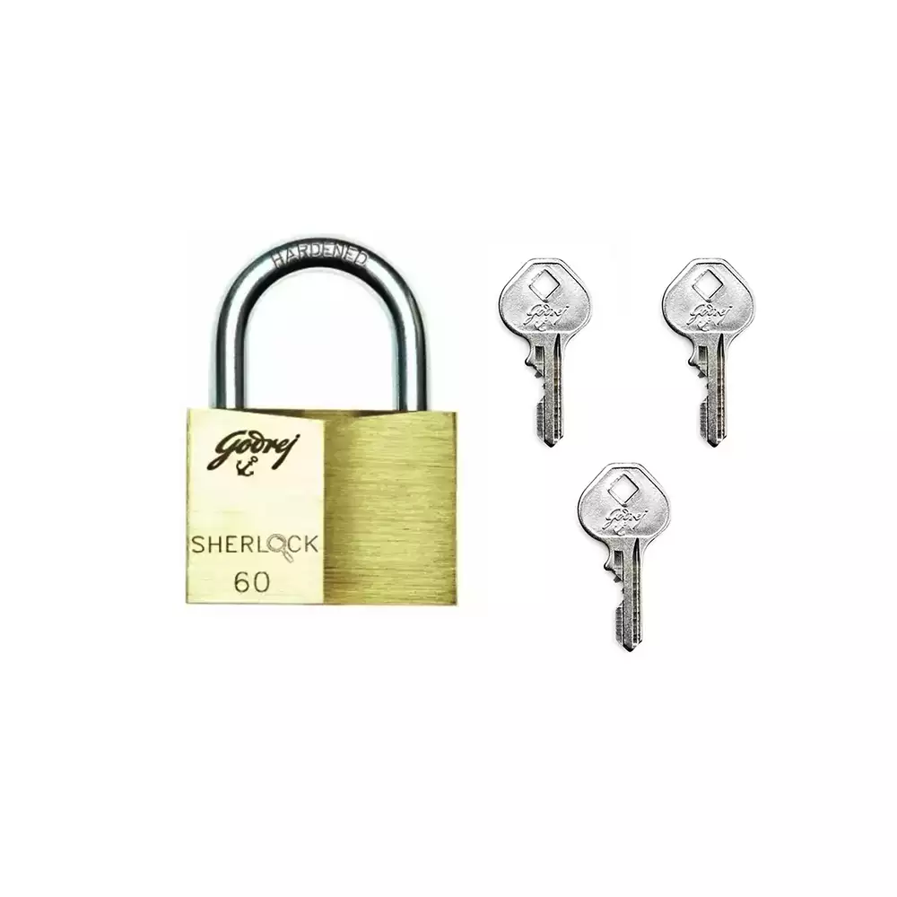 Godrej Sherlock 60 mm Pin Cylinder Solid Brass Padlock with 3 Keys - Blister Set- [7674]