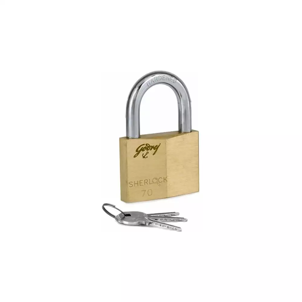 Godrej Sherlock 70 mm Pin Cylinder Solid Brass Padlock with 3 Keys - Blister Set- [7675]