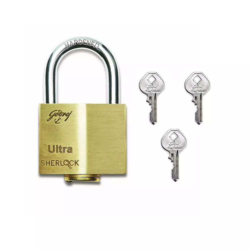 Godrej Sherlock 60 mm Ultra Solid Brass Padlock with 3 Keys - Blister Set- [7676]