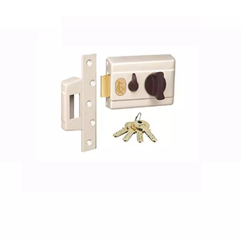 Godrej Rim Lock - Ultra Latchbolt 1CK Outside Opening  Beige Brown with 3 Keys (Carton)