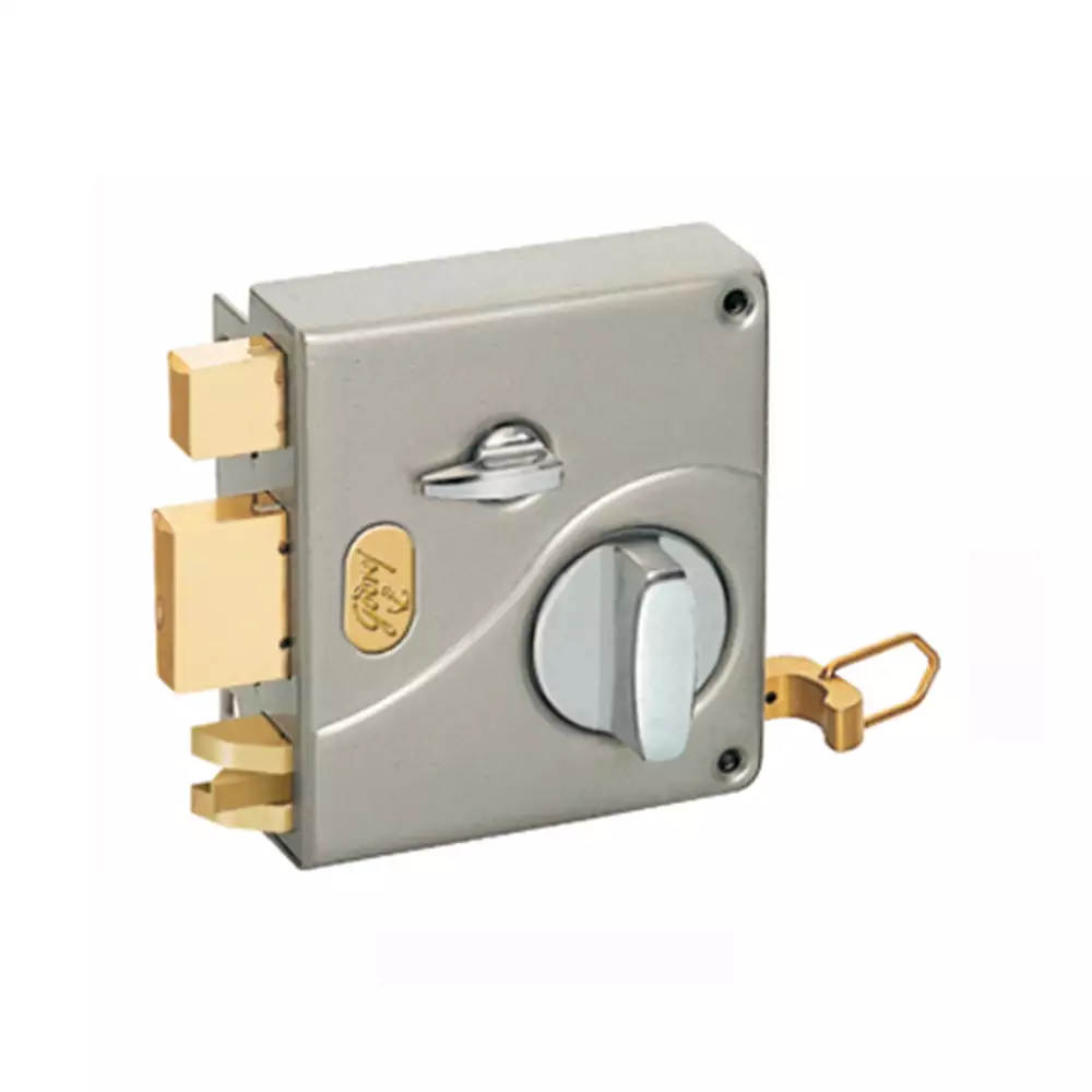 Godrej Rim Lock - Ultra Tribolt 1CK Outside Opening Satin Nickel (Carton)