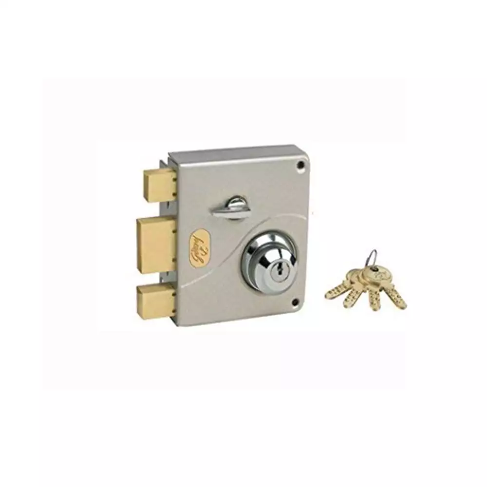 Godrej Rim Lock - Ultra Tribolt 2C Inside Opening Satin Nickel (Carton)