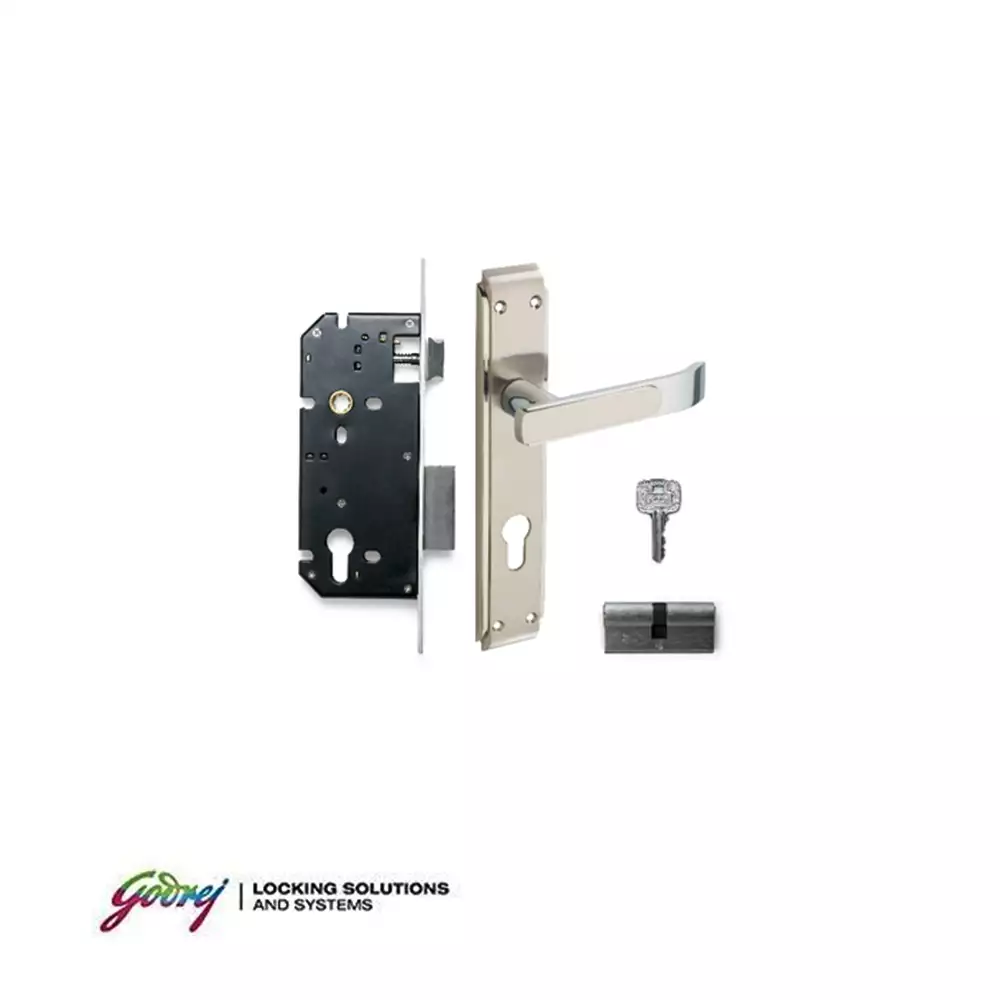 Godrej 8166 Gloria 9.5 Inch CY Handle on Plate Door Handleset With Lock Body