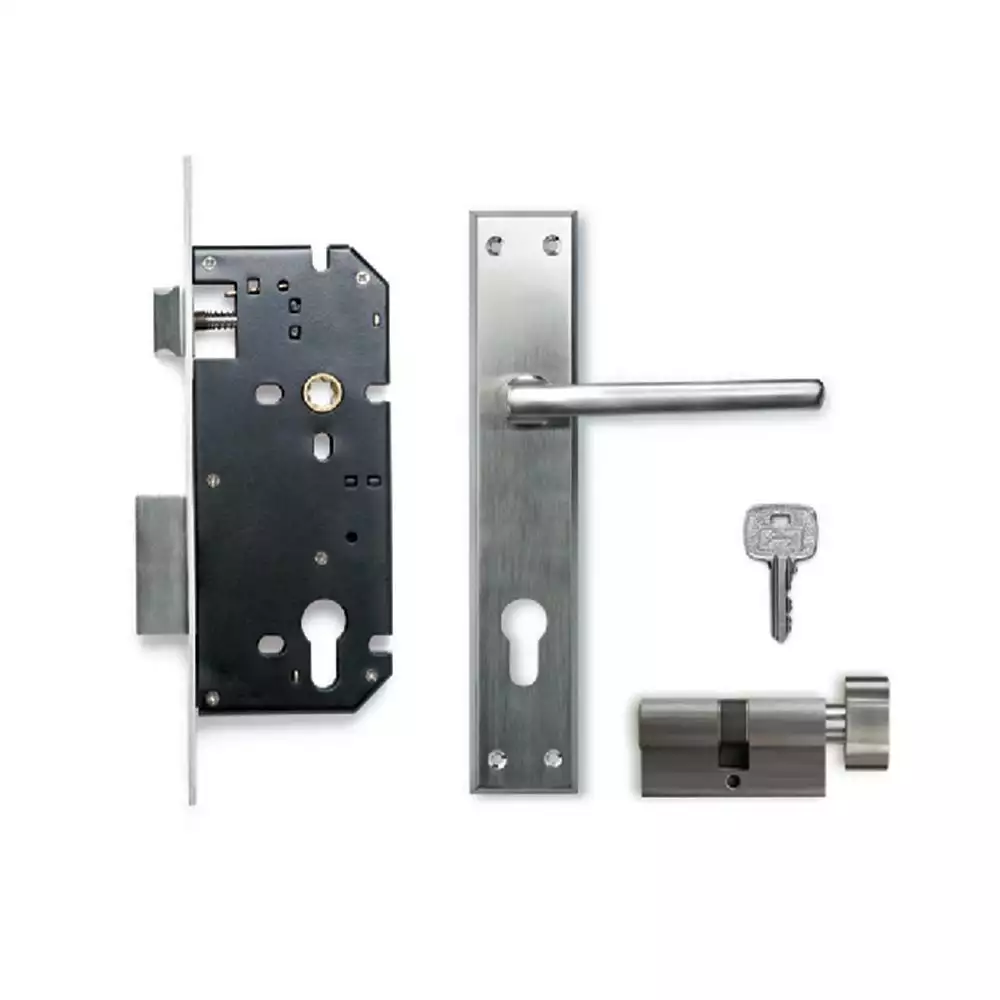 Godrej 8312 Victoria 9 Inch CY Handle on Plate One Side Key & One Side Knob Door Handleset With Lock Body