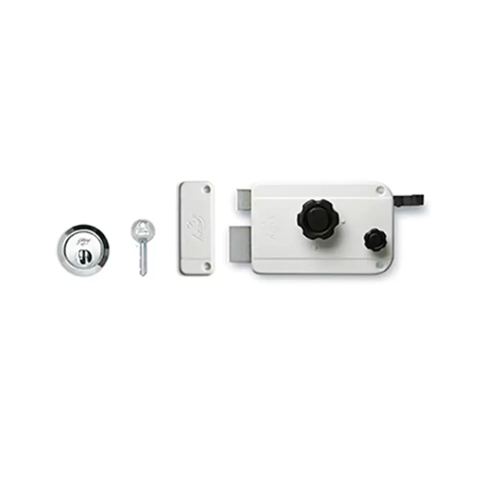 Godrej Pin Cylinder Rim Lock 1CK - Inside Opening  Metallic  Satin