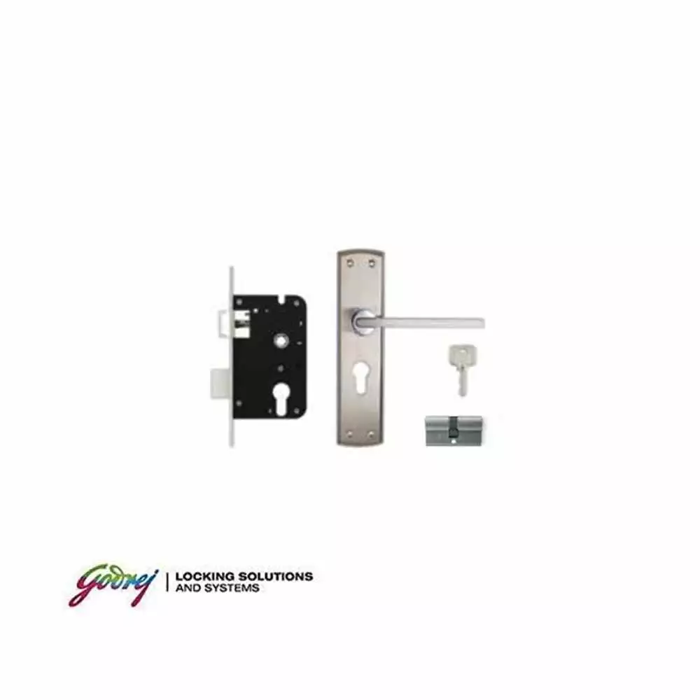 Godrej 8419 Mercury 8 Inch CY Handle on Plate Both Side Key Door Handleset With Lock Body- Satin Finish