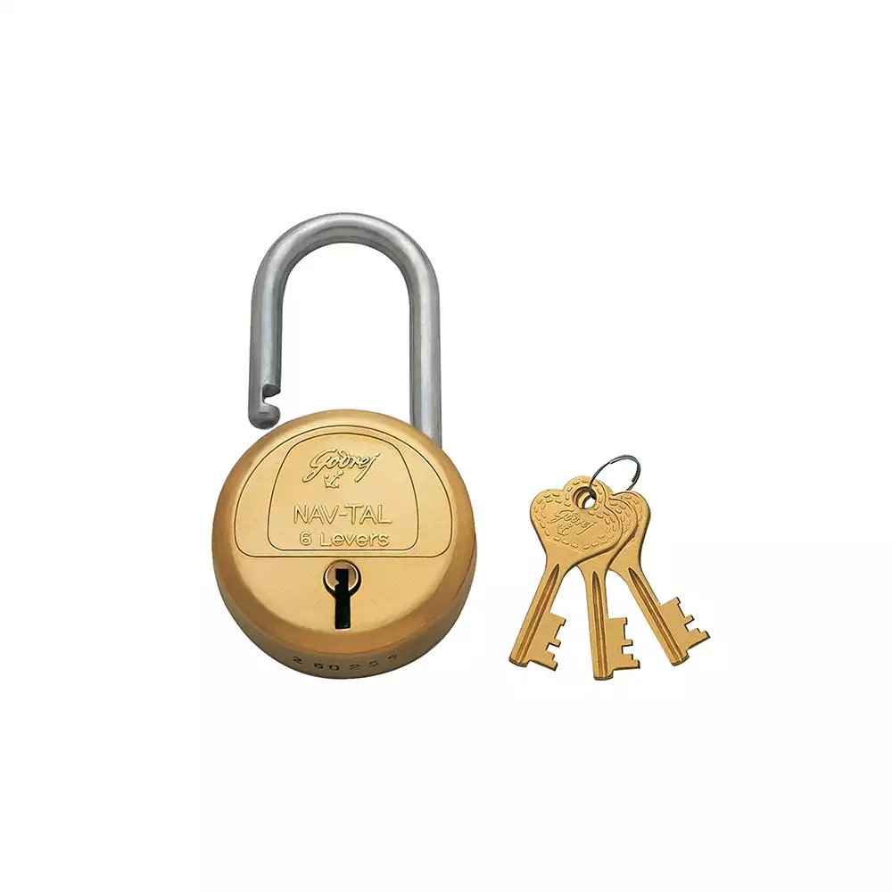 Godrej Nav-Tal 6 Lever - Long Shackle Padlock with 3 Keys Set- [8870]