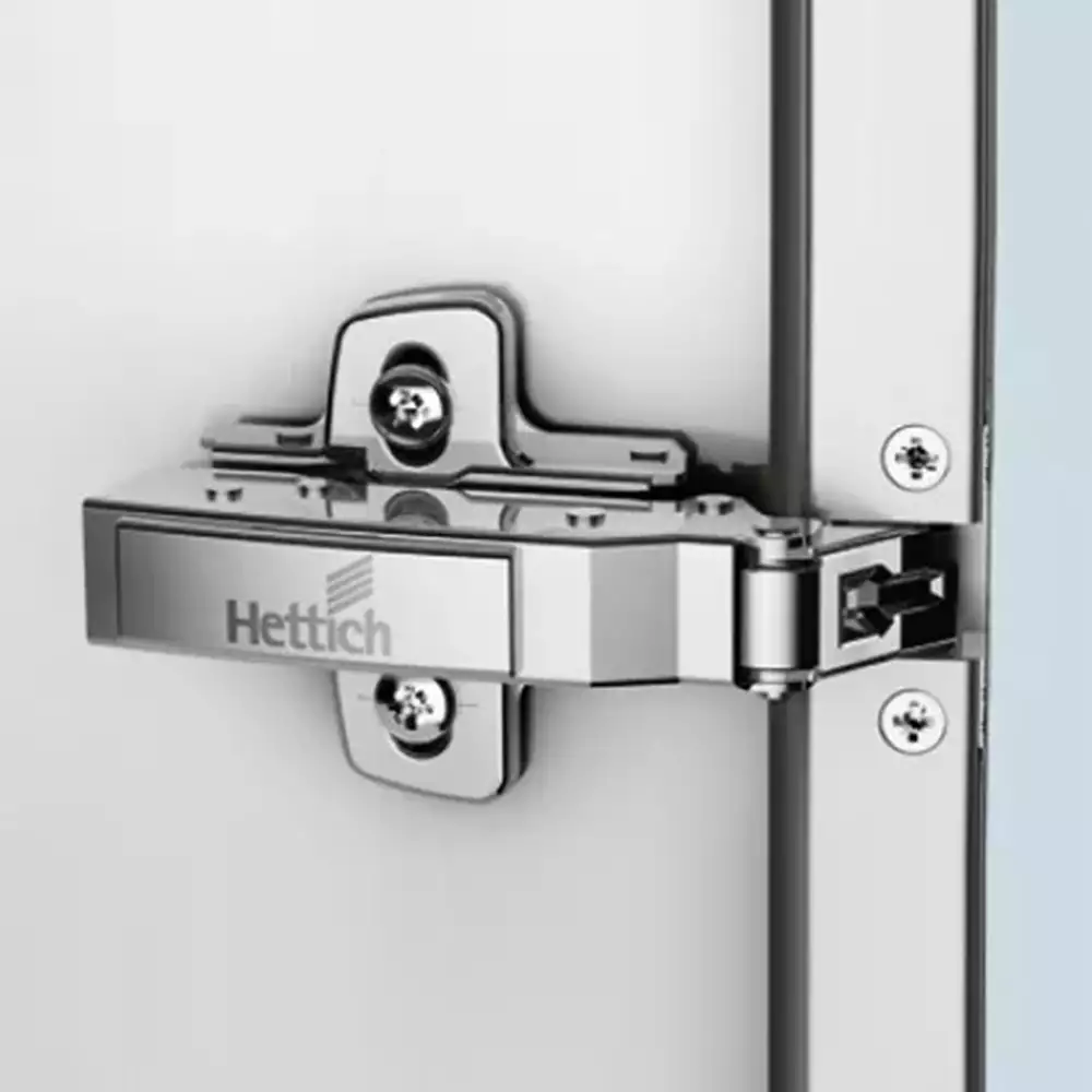 Hettich Intermat 9936 TA22 Concealed Hinge for Aluminium Profile Cabinet Door (19 mm thick) - Base 13.5 (Crank 0°) with Mounting Plate