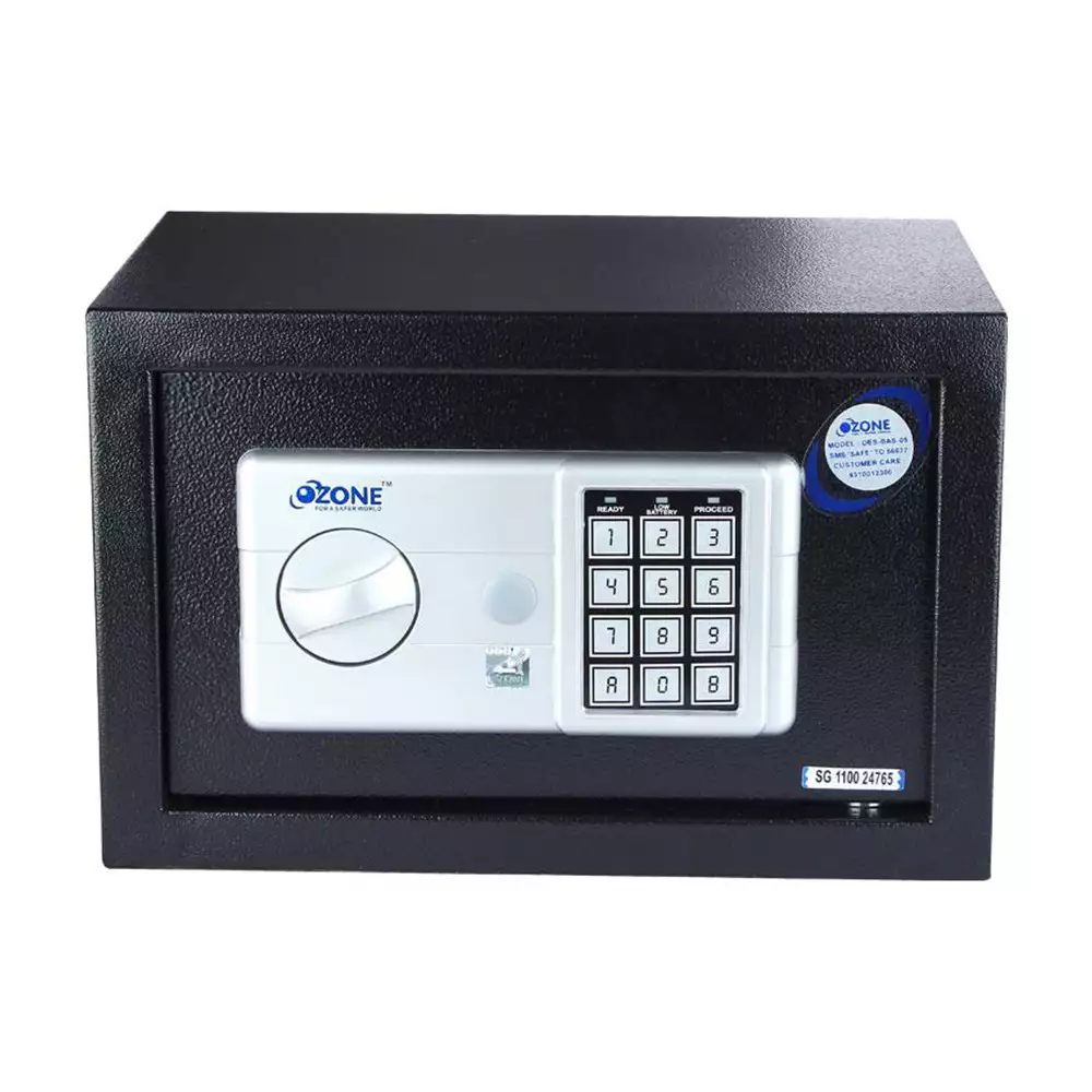 Ozone OES-BAS-05 (10 Litre) Electronic Safe Locker For Home & Office With Pin Code & Key Access, Black - 6 Kg (2 Years Warranty)