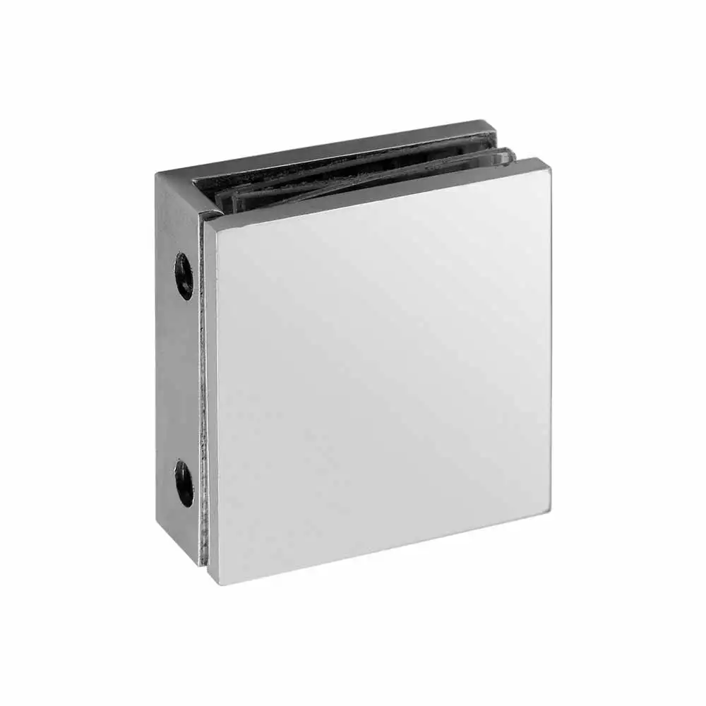 Ozone Wall/Floor to Glass Connector - Polished Stainless Steel