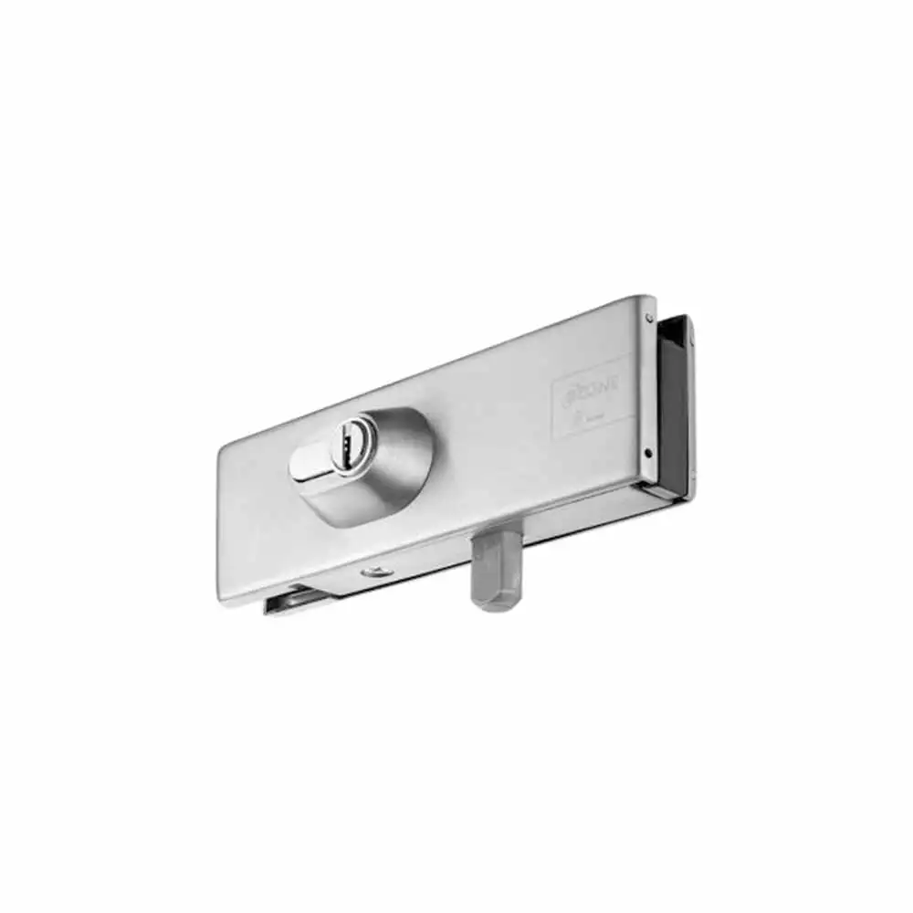 Ozone OPL-1S STD Satin Stainless Steel Corner Patch Lock with Strike Plate for Glass Doors