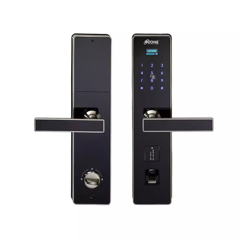 Ozone OZDL-4WA Std Smart Door Lock for Residential with Fingerprint, RFID Card, User Pin Code & Mechanical Key, Black (1 Year Warranty)