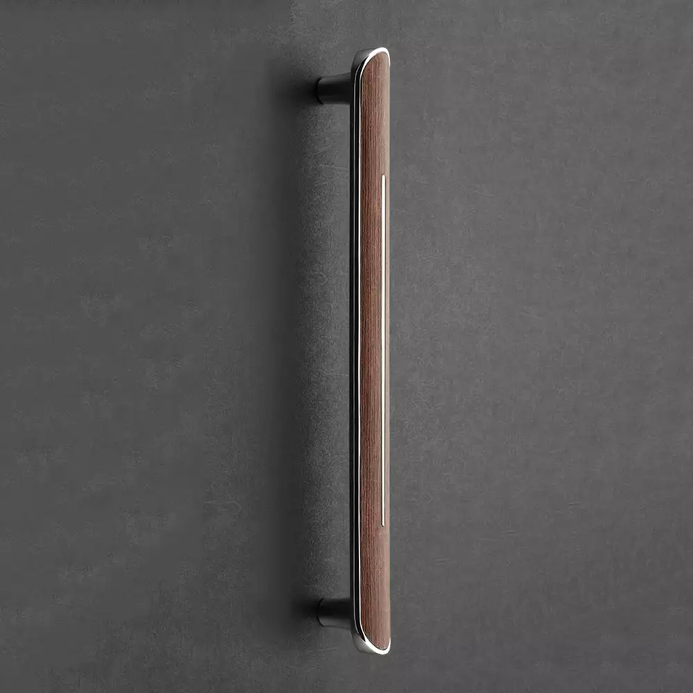 Main Door Handle V-113 - Chrome Plating/Leather 300mm - Vittoria