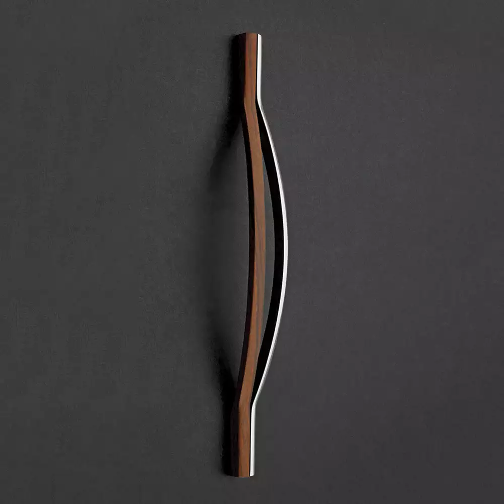 Main Door Handle V-114 - Chrome Plating/Walnut 300mm - Vittoria