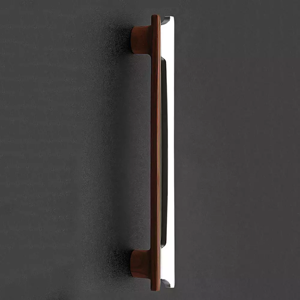 Main Door Handle V-122 - Chrome Plating/Walnut 300mm - Vittoria