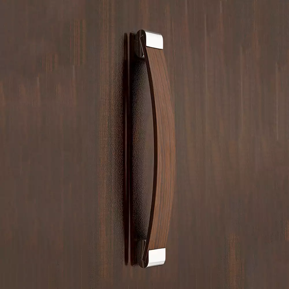Main Door Handle V-127 - Chrome Plating/Walnut 300mm - Vittoria