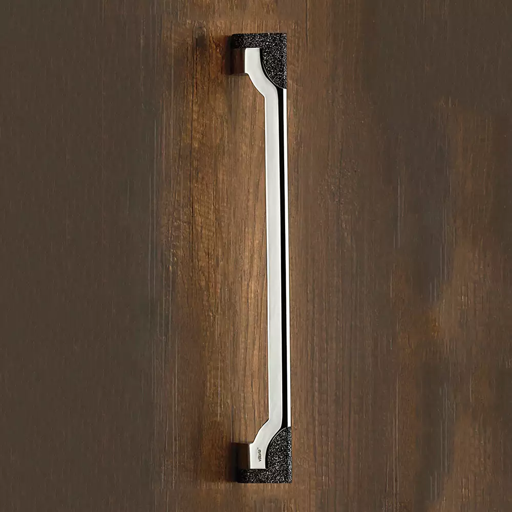 Main Door Handle V-136 - Chrome Plating/Black Marble 300mm - Vittoria
