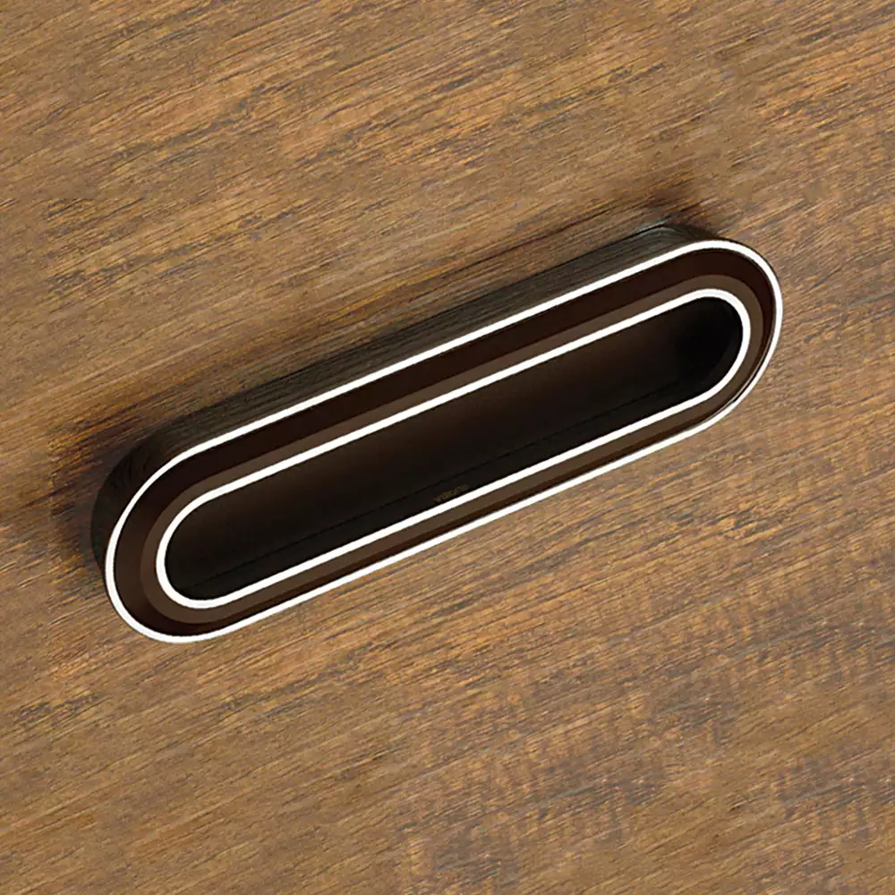 Vittoria V-140 Zinc Flush Type Drawer Handle, 224 mm - Chrome Plated/ Brown