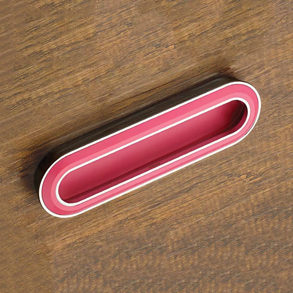 Vittoria V-140 Zinc Flush Type Drawer Handle, 160 mm - Chrome Plated/Pink