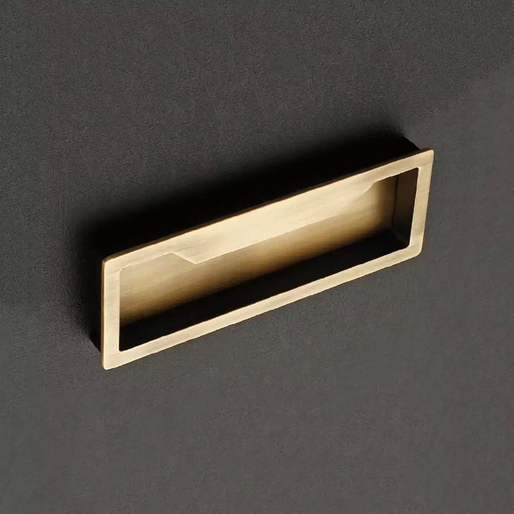 Vittoria V-111 Zinc Flush Type Drawer Handles, 96 mm - Antique Brass