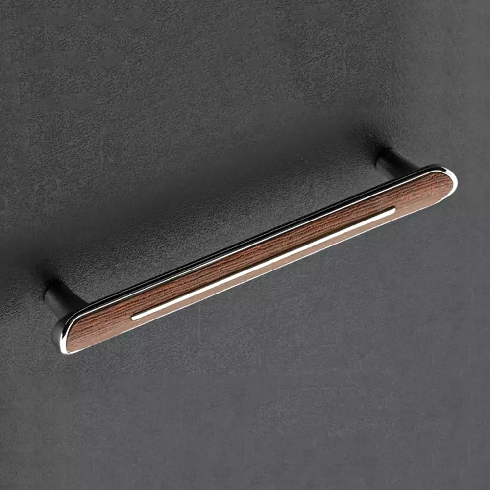 Vittoria V-113 Zinc Regular Drawer Handles, 96 mm - CP/Leather