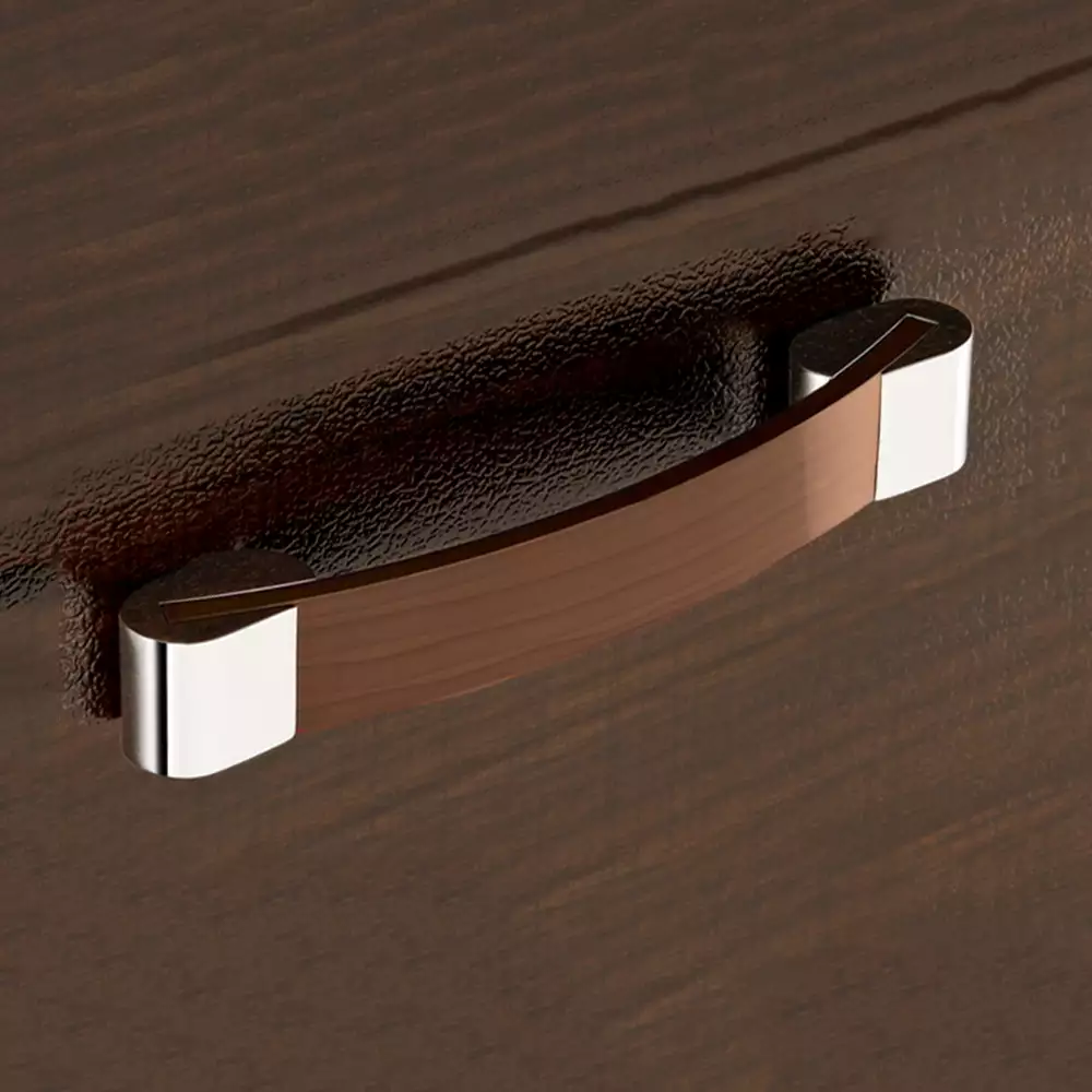 Vittoria V-127 Zinc Designer Drawer Handles, 256 mm - CP/Walnut