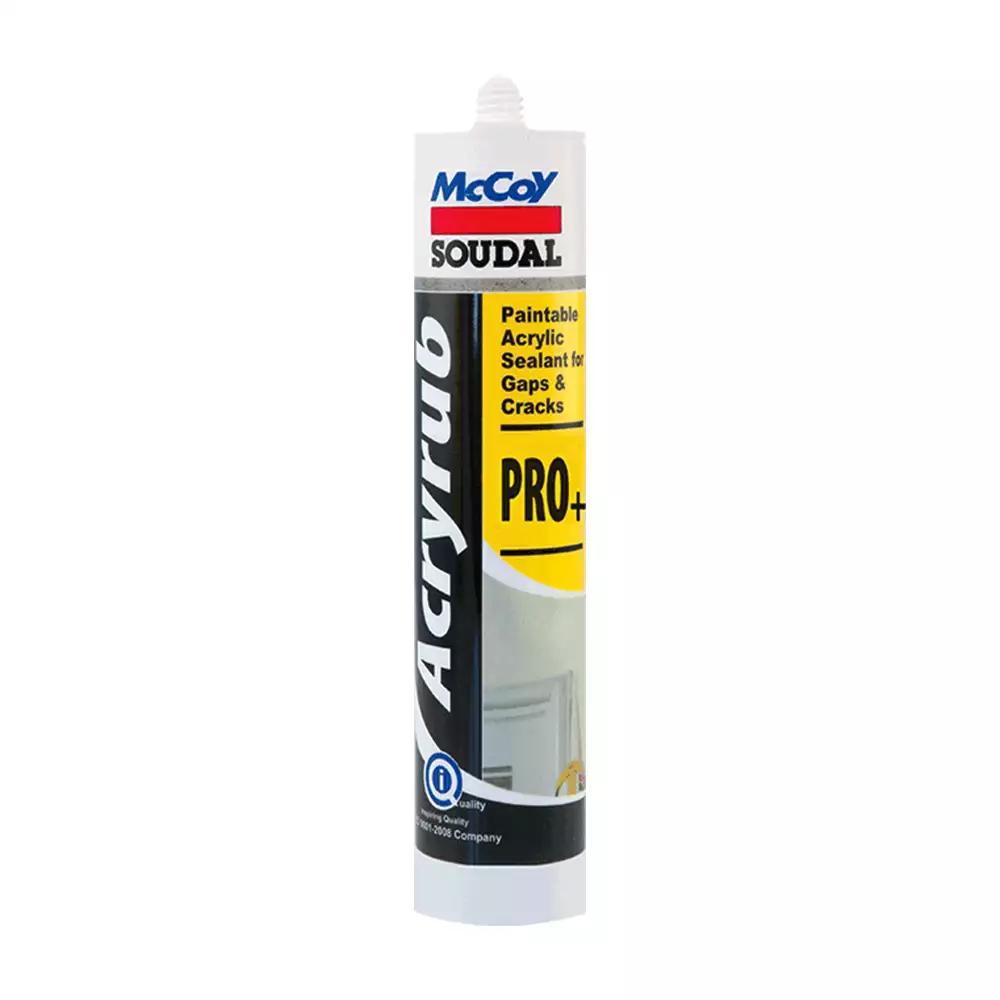 (Pack of 24) McCoy Soudal Acryrub Pro+ Siliconized Paintable Acrylic Sealant - White (450 Gram) 